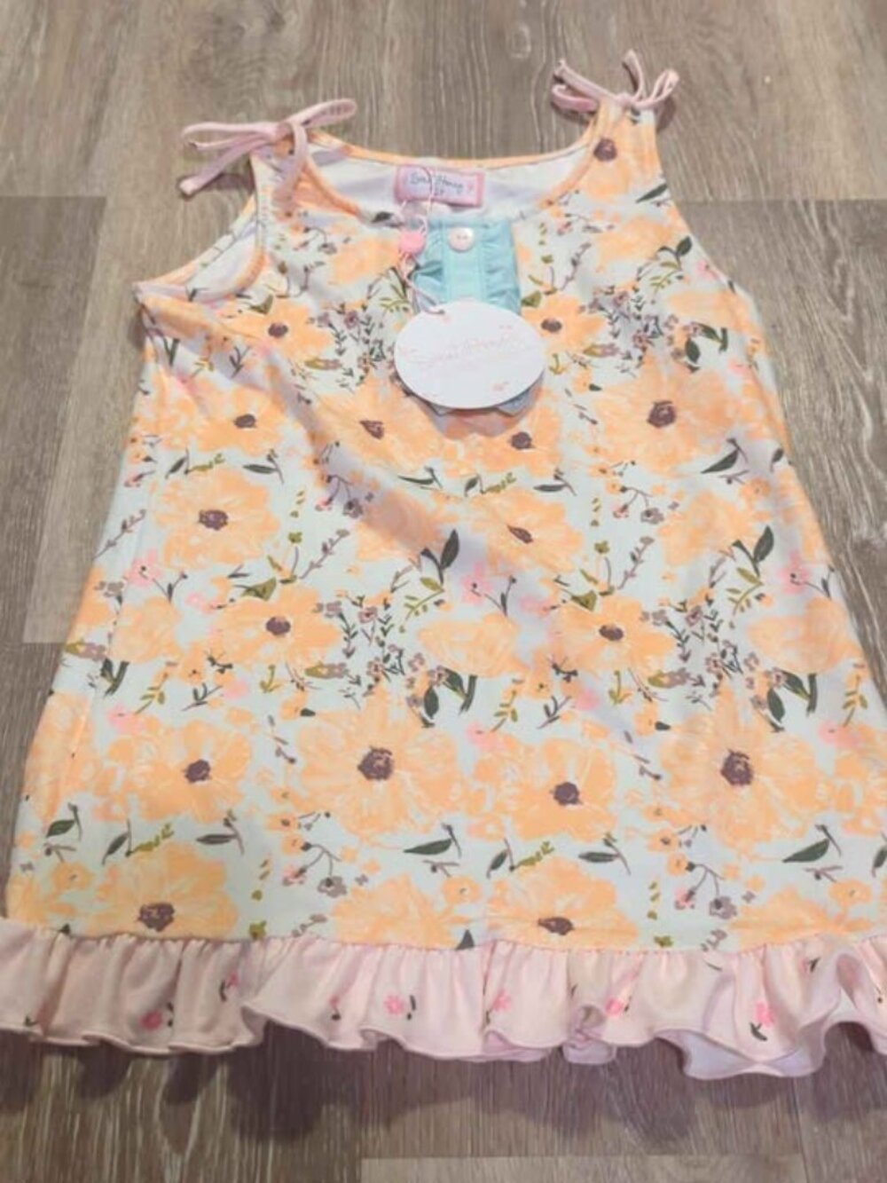 Sweet Honey Floral tunic with Tie Straps Ruffle Hem New with Tags size 10